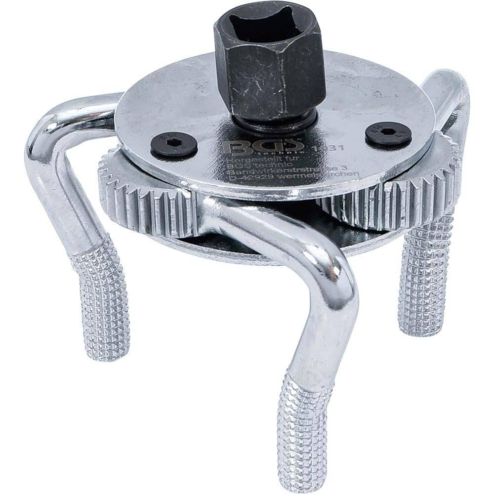 Ölfilterspinne - für Ölfilter Ø 60 - 110 mm - 3-armig - verchromt - 3/8" Innenvierkantantantrieb - 21 mm Außen-6-kant