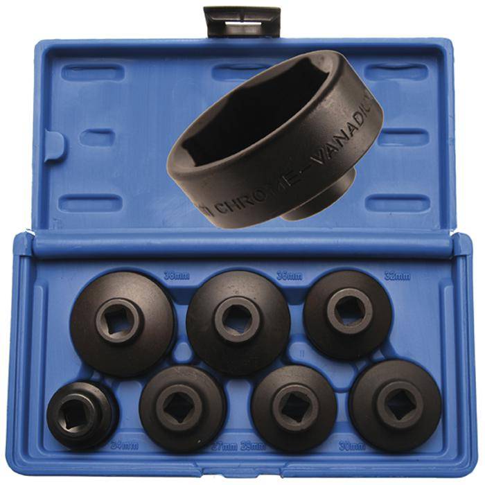 Ölfilter-Kappen Set - Größen 24 bis 38 mm - 3/8" Antrieb - 7-tlg.