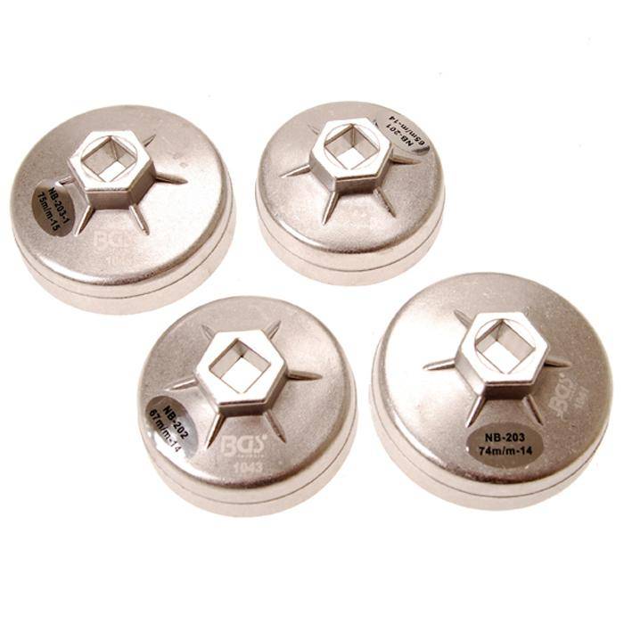Ölfilter Kappen-Set - 65 bis 75 mm - 12,5 mm Antrieb - Aluminium