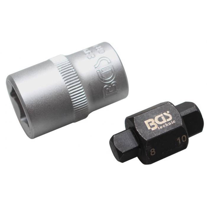 Öl-Ablassschrauben Einsatz - 4-Kant - umsteckbar - Größe 8 & 10 mm