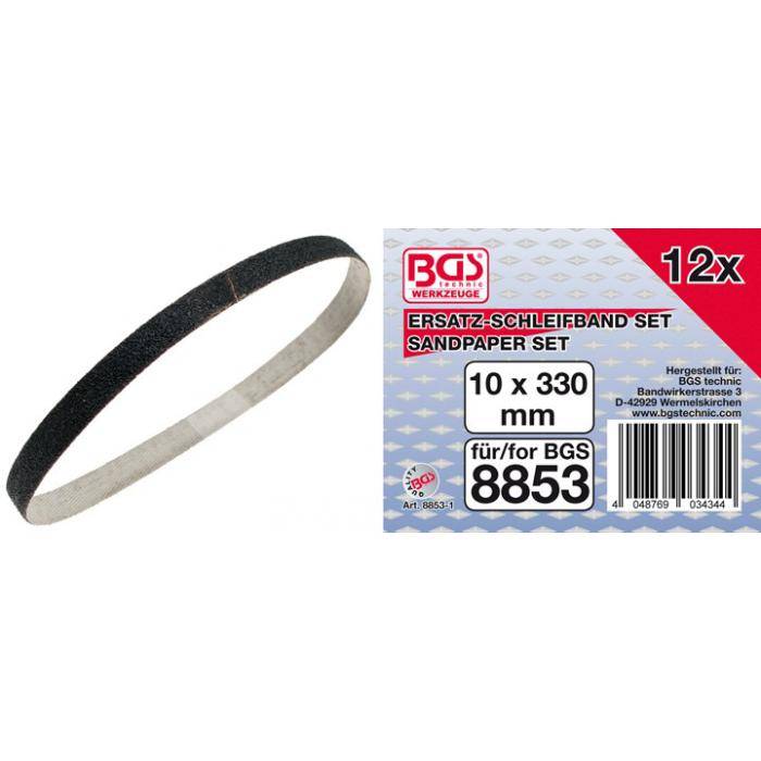 Schleifband - Größe 10 x 330 mm - für Druckluft-Bandschleifer - 12-tlg.