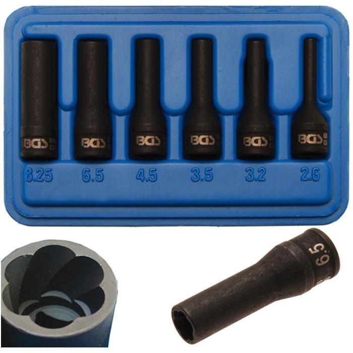 Abdreh-Einsatz-Set - für Glühkerzenelektrode - 1/4 " Antrieb - 2,6 bis 8,25 mm