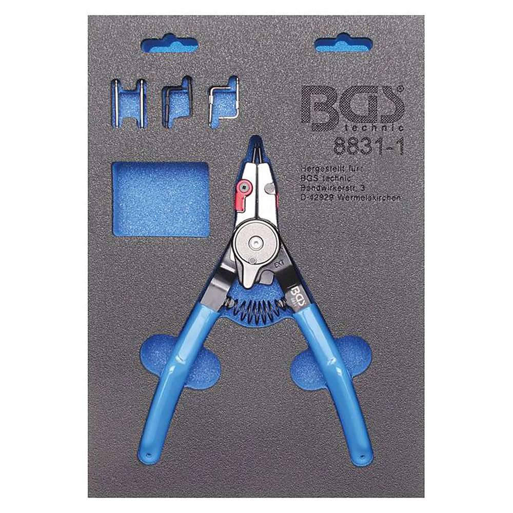 Innen- & Außen-Sprengringzange - mit 4 Paar Spitzen - Länge 180 mm