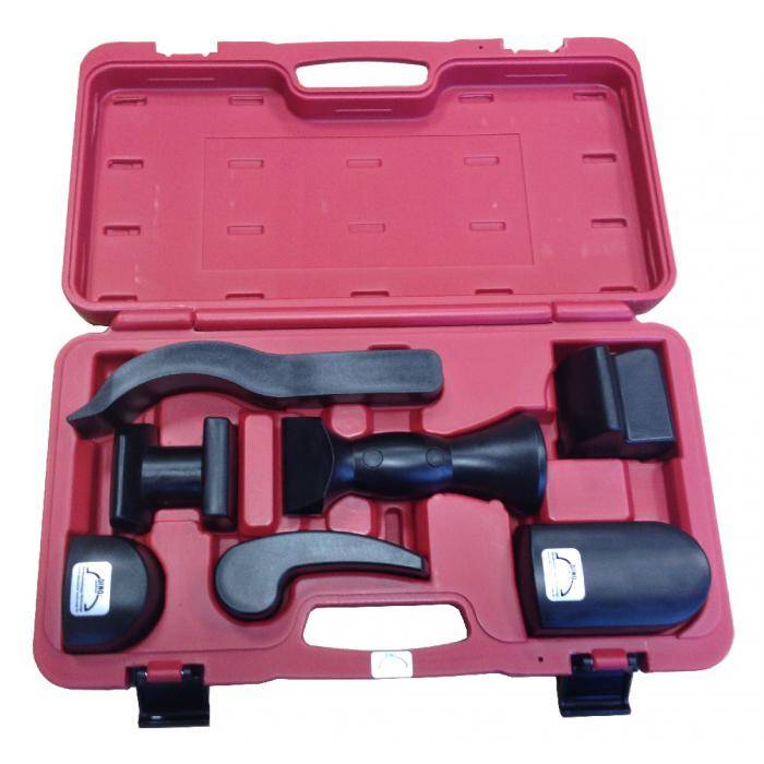 Ausbeulset Kunststoff - 7-teilig - zum Bearbeiten von Aluminiumblechen (keine Gefahr der Kontakterosion) - im Transportkoffer