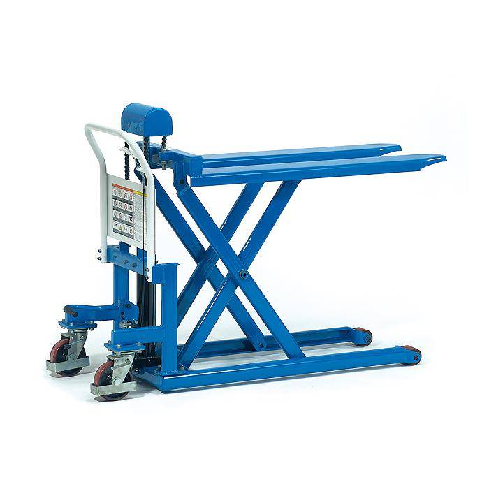 Scheren-Hubwagen - Lenkräder aus Polyurethan - Gabelrollen Nylon