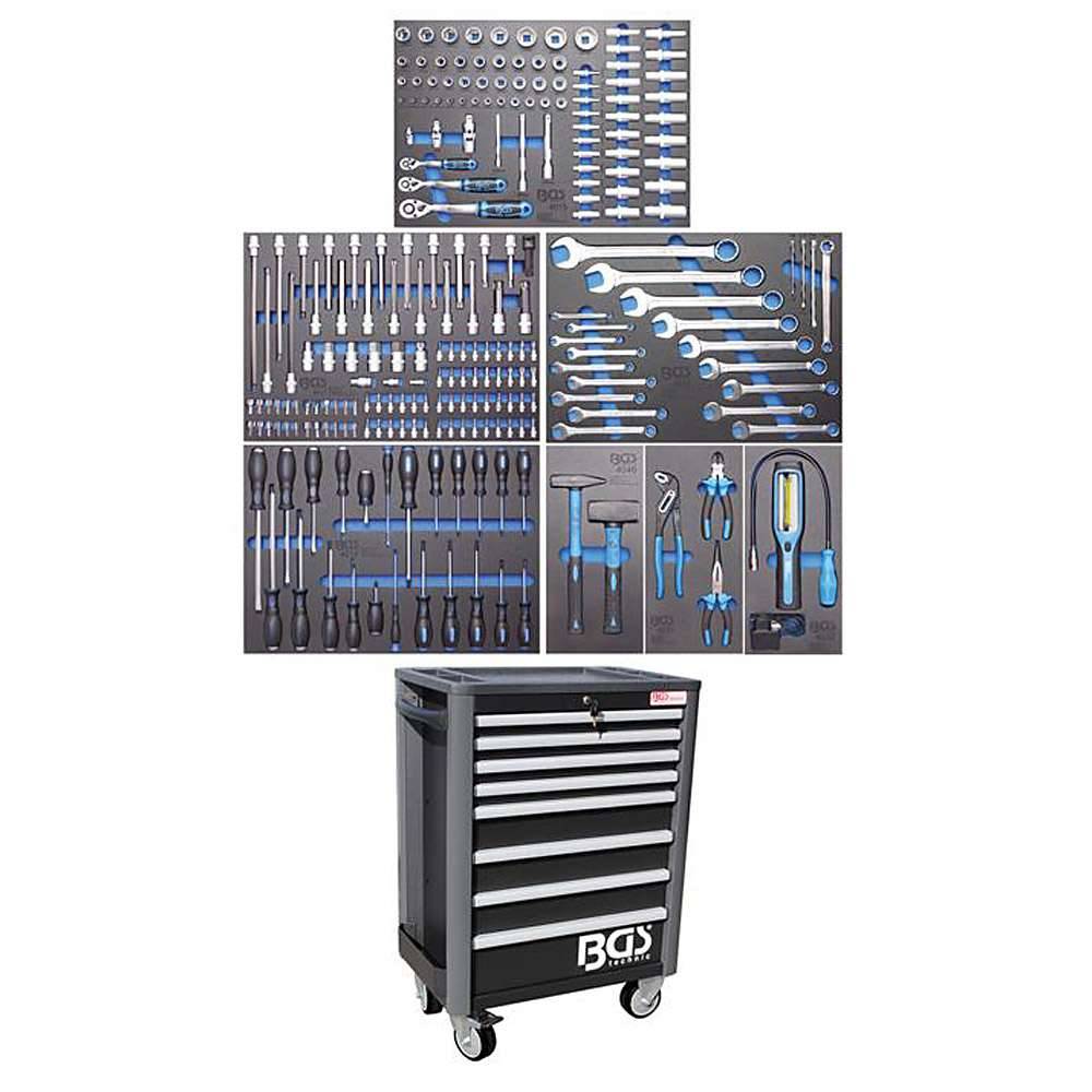 Werkstattwagen - Profi Standard - mit 234 Werkzeugen - 7 Einlagen