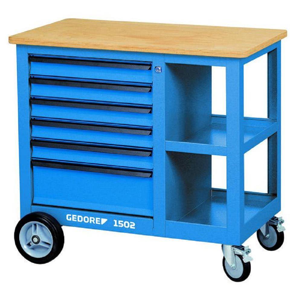 Rollwerkbank - fahrbare Werkbank - mit Schraubstock - 6 Schubfächer - Gesamttragkraft 700 kg