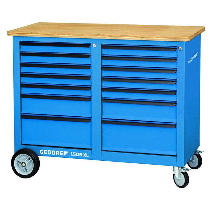 Rollwerkbank - fahrbare Werkbank - extra breit - 14 Schubfächer - Gesamttragkraft 700 kg