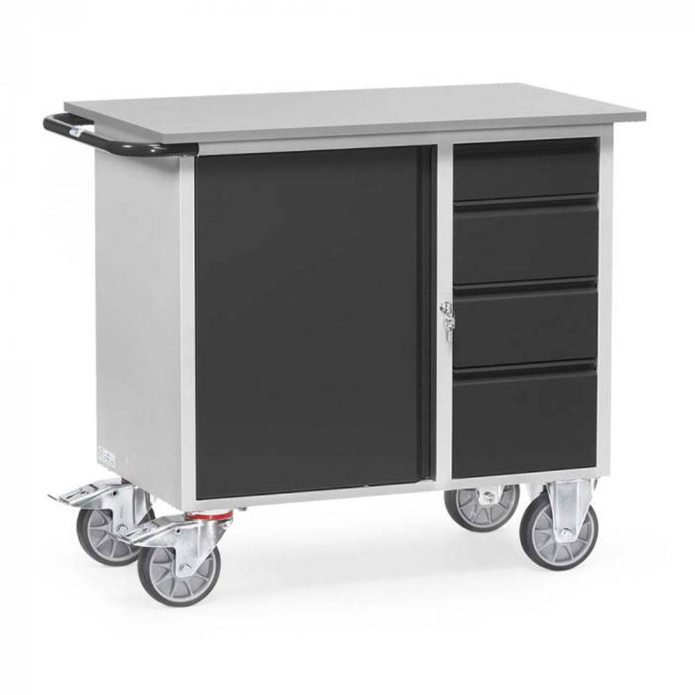 Werkstattwagen - mit 1 Schrank und 4 Schubladen