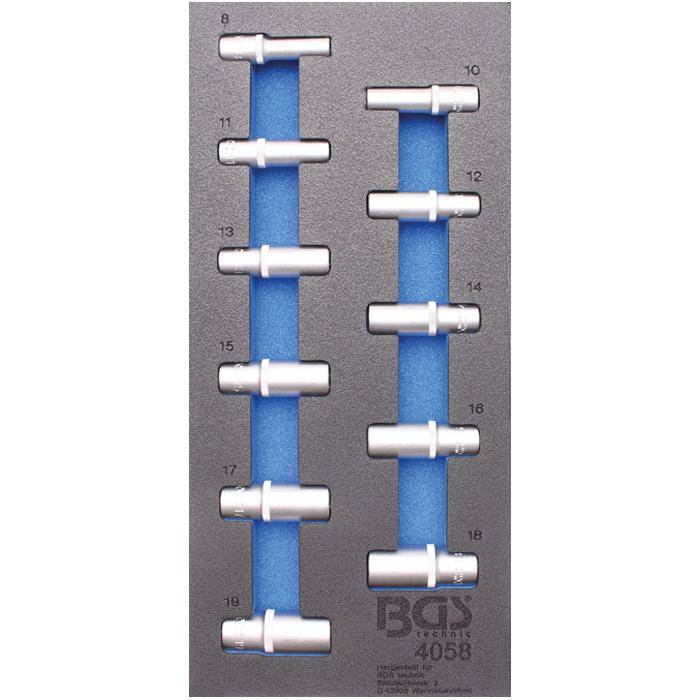 Werkstattwageneinlage - Steckschlüsseleinsatz - tief 3/8 " - 1/3 Einlage - 11-tlg.