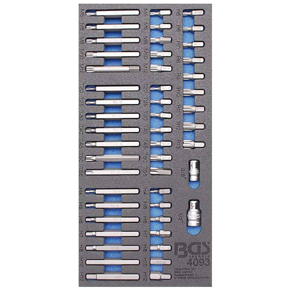 Werkstattwageneinlage - Kombi-Bit-Set - 1/3 Einlage - CV-Stahl - 49-tlg.