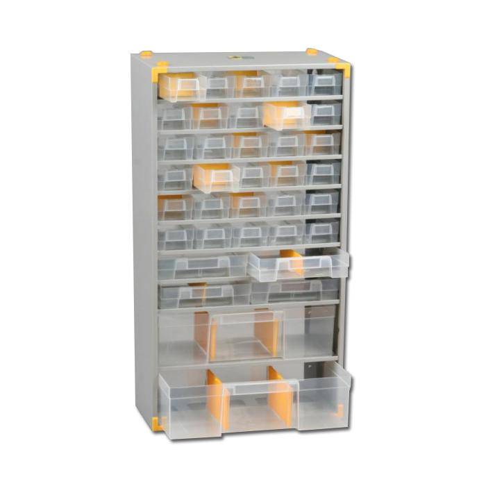 Metall-Kleinteiledepot VarioPlus Depot M 52 - mit 36 Schubladen - Außenmaße (B x T x H) 300 x 140 x 565 mm