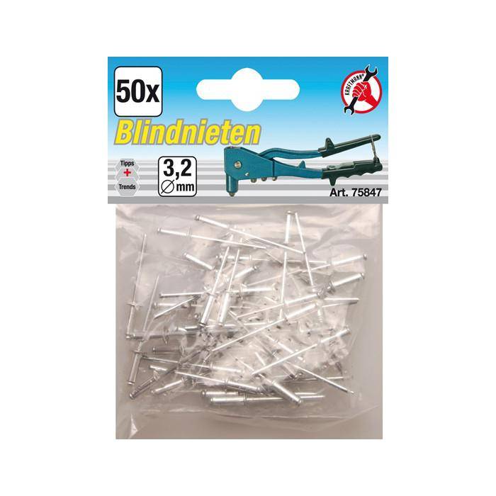 Blindnieten-Sortiment - Aluminium mit Stahlstift - 3,2 mm - 50-tlg.