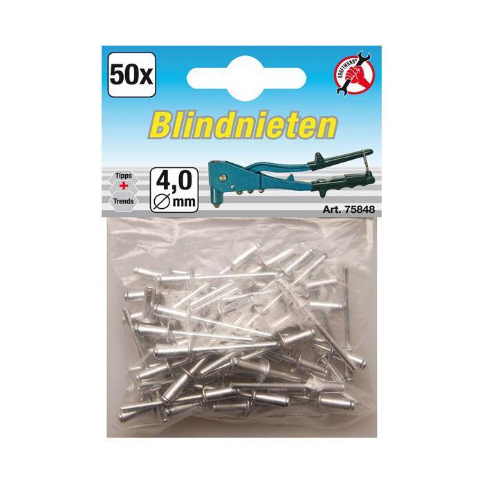 Blindnieten-Sortiment - Aluminium mit Stahlstift - 4,0 mm - 50-tlg.