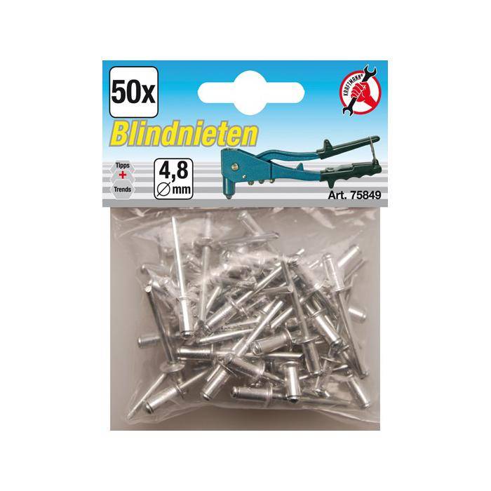 Blindnieten-Sortiment - Aluminium mit Stahlstift - 4,8 mm - 50-tlg.