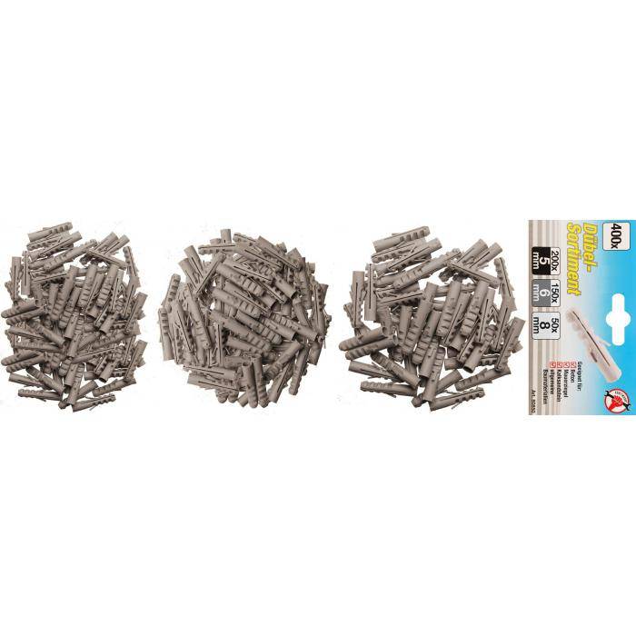 Dübel-Sortiment - 400-tlg. - Größen 5, 6, 8 mm - separat abgepackt