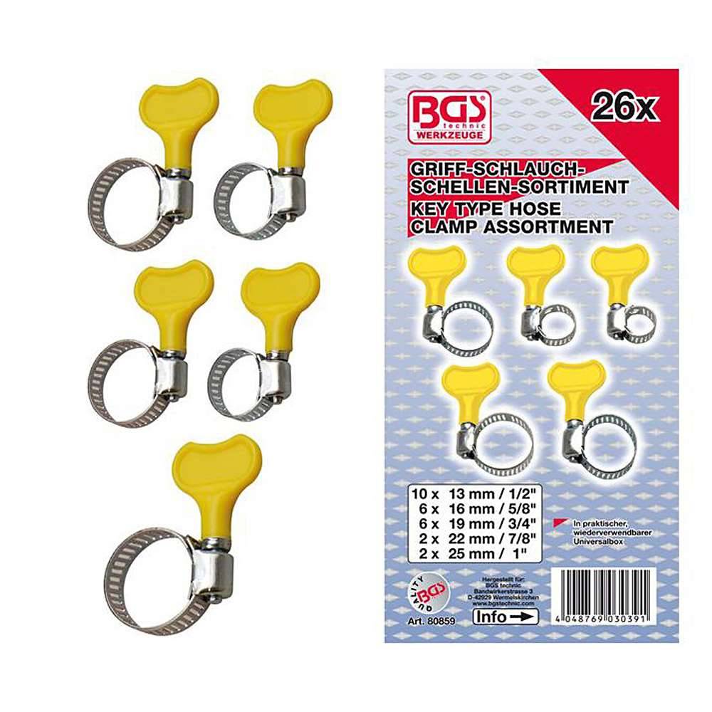 Griff Schlauchschellen-Sortiment - für 1/2" bis 1" Schläuche - 26-tlg.