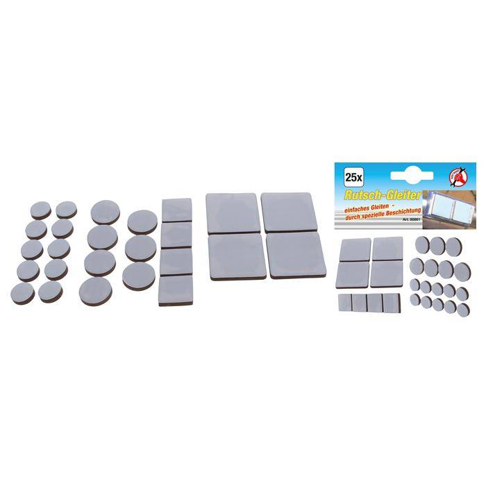 Rutsch-Gleiter - in runder und quadratischer Form - Stärke 4 mm - 25-tlg.
