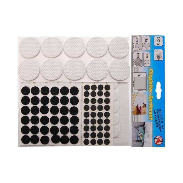 Filzgleiter-Sortiment - Rund und Quadratisch - selbstklebend - 131-tlg.