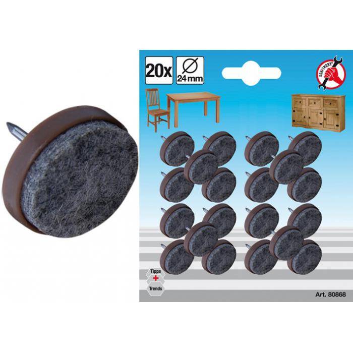Filzgleiter - mit Nagelstifte - Durchmesser 24 mm - 20-tlg.