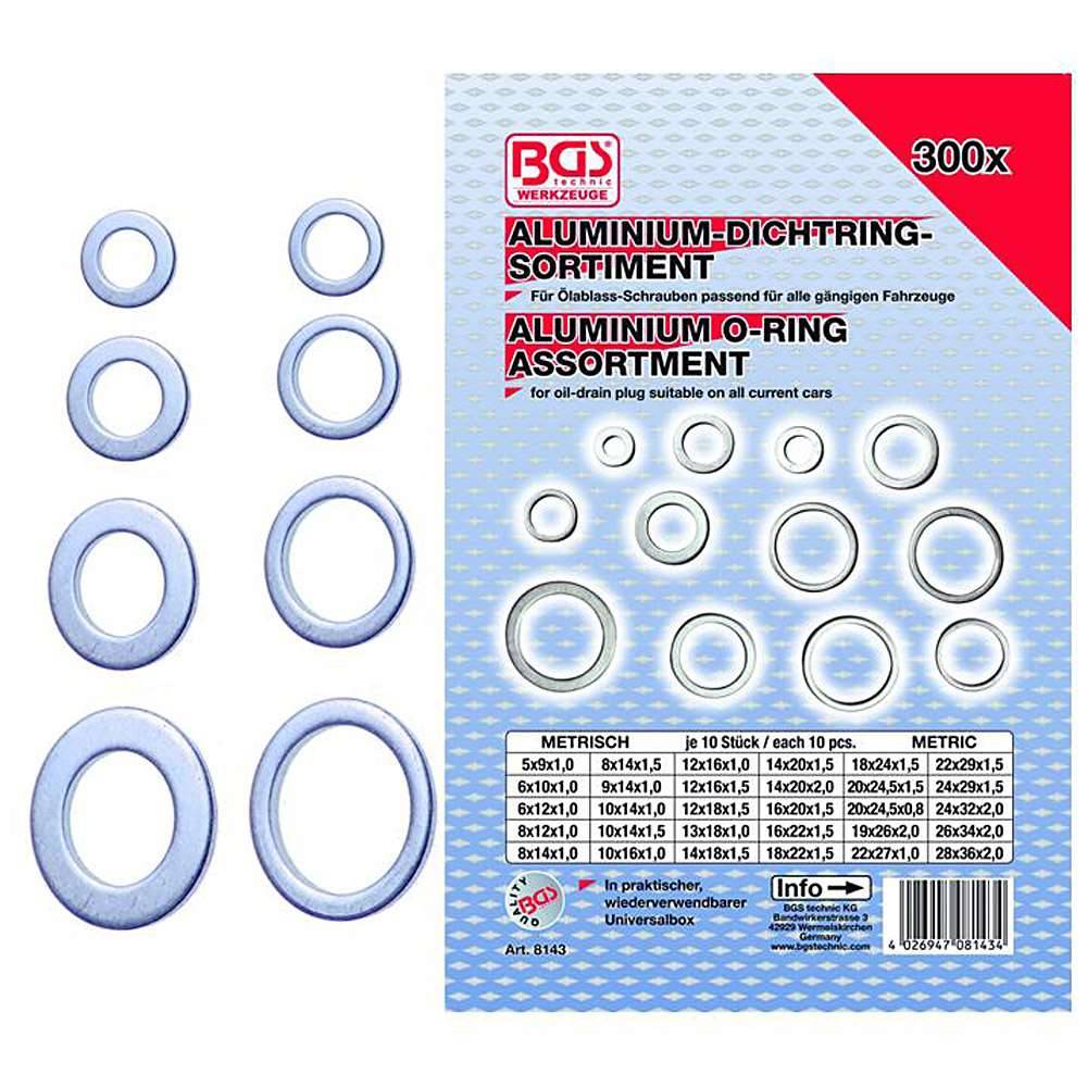 Dichtring-Sortiment - Aluminium - 300-tlg.