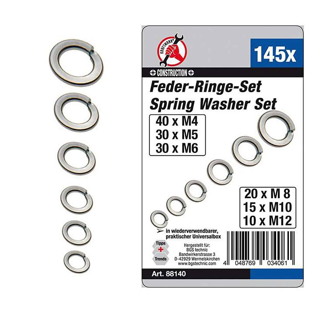 Federringe Sortiment - für verschiedene Gewinde verwendbar - 145-tlg.