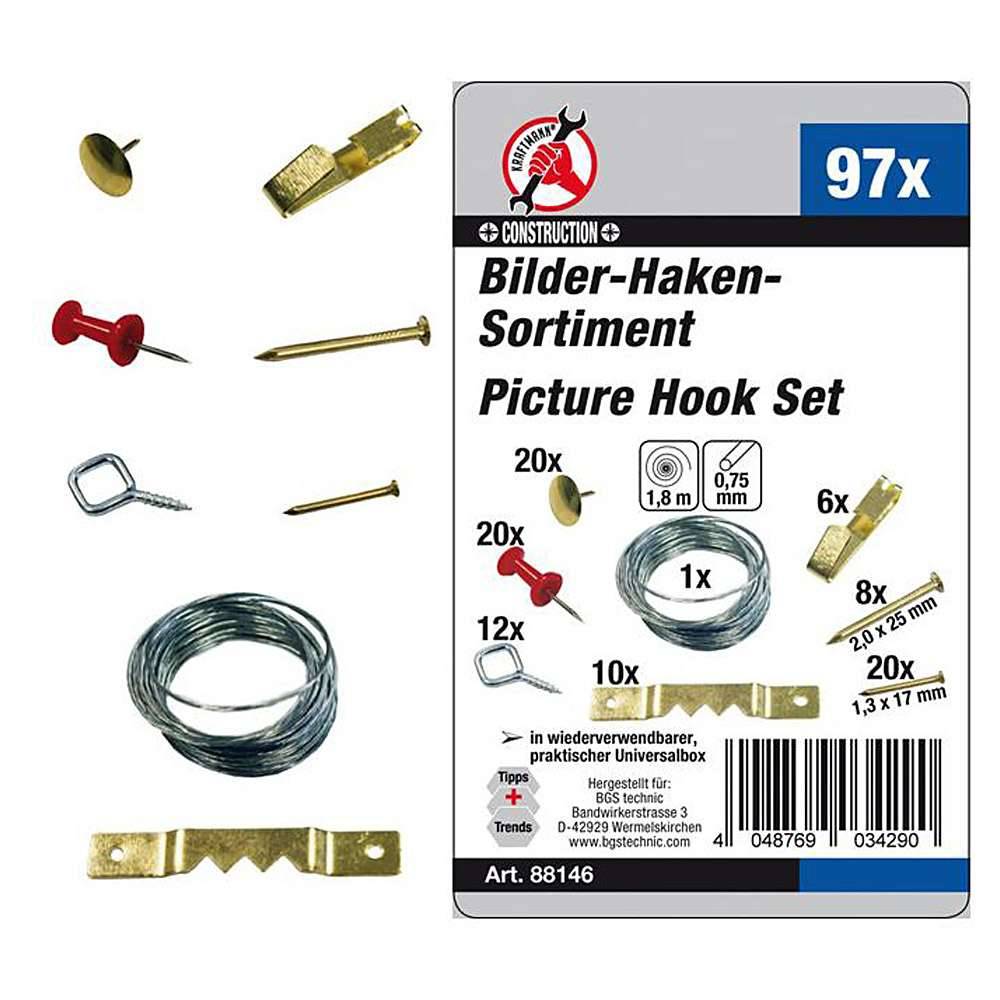 Bilder-Haken Sortiment - in praktischer Box - 97-tlg.