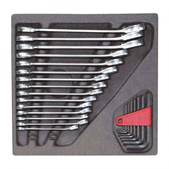 GEDORE red Ringratschenmaulschlüssel- und Winkelschraubendreher-Satz - im Schaumstoffmodul - 24-teilig