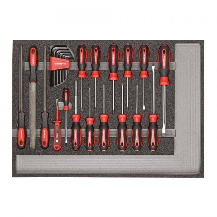 GEDORE red Schraubendreher- und Feilen-Satz - im 3/3 Schaumstoffmodul - 26-teilig