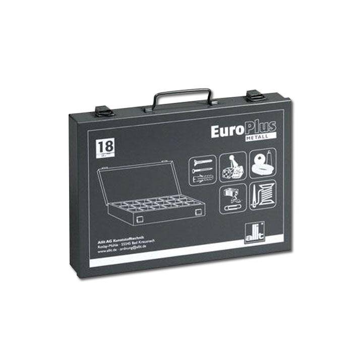 Metall-Kleinteilekoffer EuroPlus Metall 34/18 - mit 18 Fächern - Außenmaße (B x T x H) 335 x 250 x 53 mm