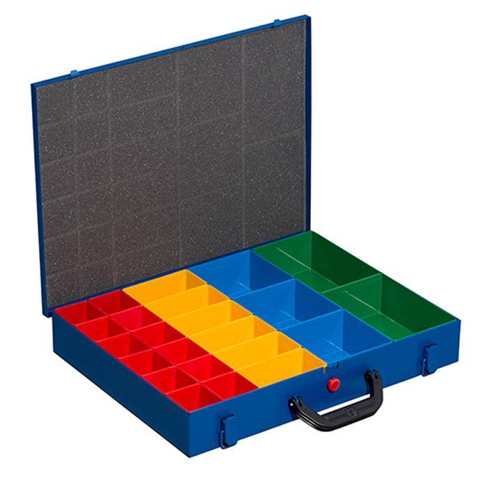 Metall-Kleinteilekoffer EuroPlus Pro M 44H-23 - mit 23 Einsatzboxen - Außenmaße Koffer (B x T x H) 440 x 370 x 70 mm