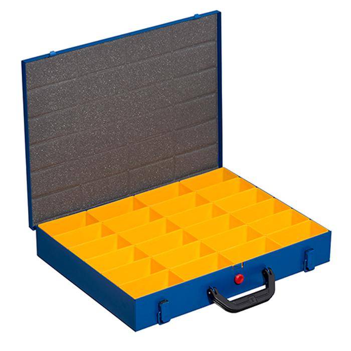Metall-Kleinteilekoffer EuroPlus Pro M 44H-24 - mit 24 Einsatzboxen - Außenmaße Koffer (B x T x H) 440 x 370 x 70 mm