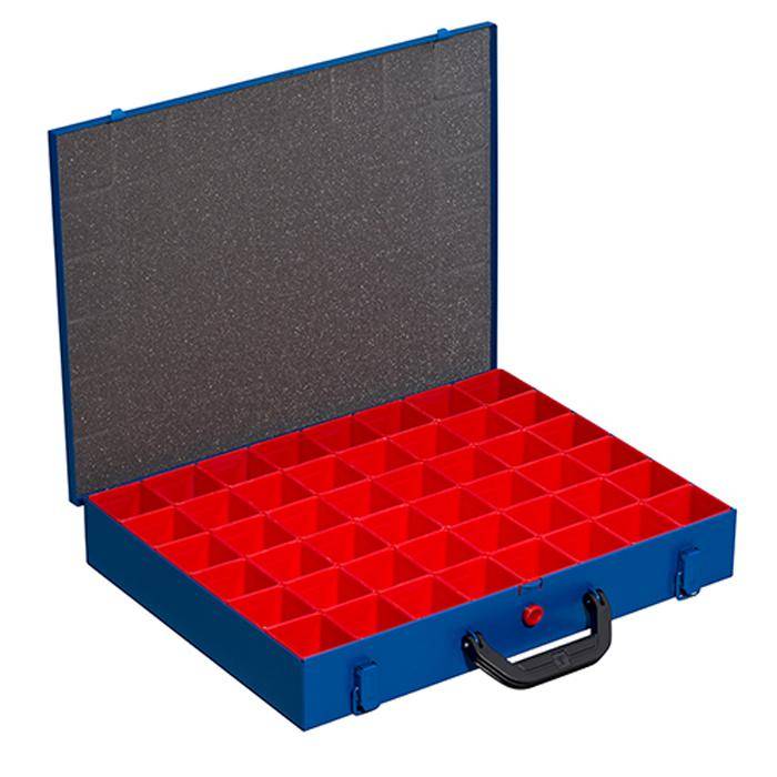 Metall-Kleinteilekoffer EuroPlus Pro M 44H-48 - mit 48 Einsatzboxen - Außenmaße Koffer (B x T x H) 440 x 370 x 70 mm