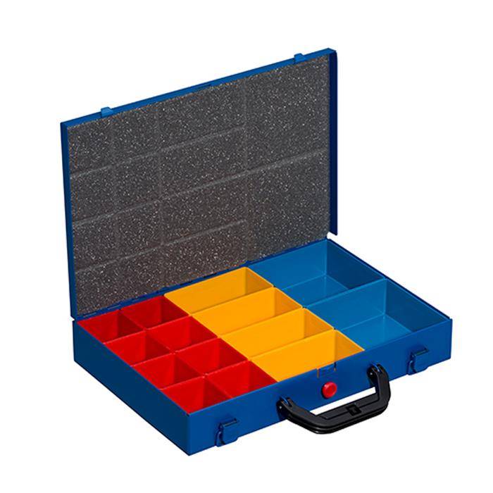 Metall-Kleinteilekoffer EuroPlus Pro M 34L-14 - mit 14 Einsatzboxen - Außenmaße Koffer (B x T x H) 335 x 280 x 50 mm