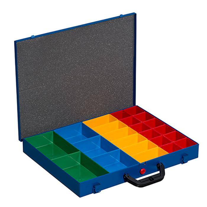 Metall-Kleinteilekoffer EuroPlus Pro M 44L-23 - mit 23 Einsatzboxen - Außenmaße Koffer (B x T x H) 440 x 395 x 50 mm