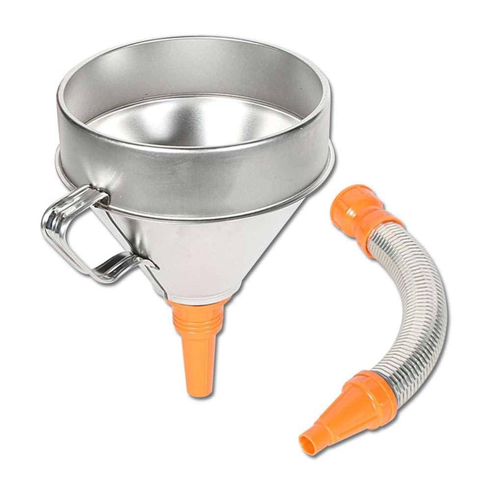 Einfülltrichter - mit Sieb - Weissblech - flexibler Auslauf - Ø 200 mm