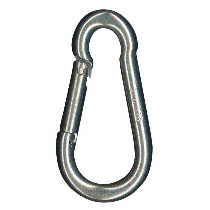 Karabinerhaken - aus Edelstahl V4A - DIN 5299C - Bruchlast 570 kg - Länge 50 mm