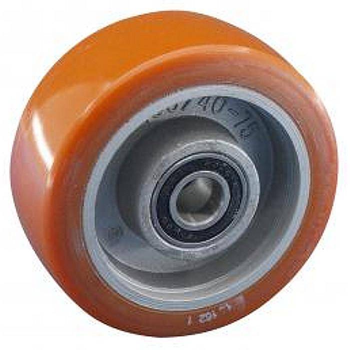 Stützrad - für "Linde" - Polyurethanrad - Alufelge - Rad-Ø 100 mm - Radbreite 40 mm - Achsloch-Ø 15 mm
