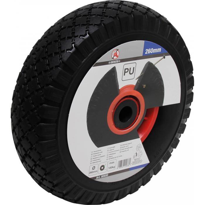 Polyurethanrad - schlauch-und luftloser Reifen - rot/schwarz - Rad-Ø 260 mm - Tragkraft bis 100 kg