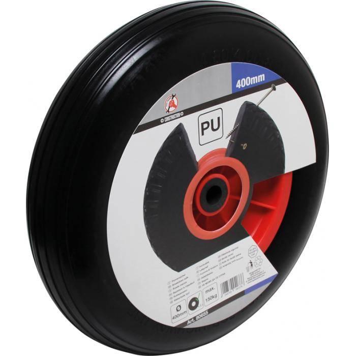 Polyurethanrad - schlauch- und luftfreier Reifen - rot/schwarz - Rad-Ø 400 mm - Tragkraft bis 150 kg