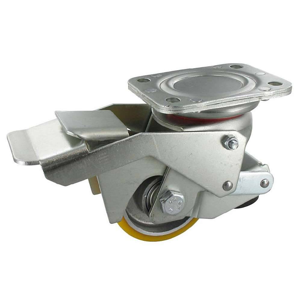 Feststellrolle mit Hebefunktion - PU-Rad - Rad-Ø 80 mm - Bauhöhe 118 bis 123 mm - Tragkraft 400 kg