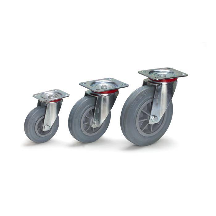 Lenkrolle - Vollgummirad - Rad-Ø 125 mm - Bauhöhe 165 mm - Tragkraft 100 kg
