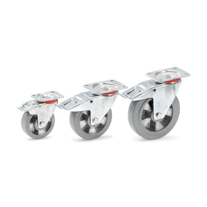 Lenkrolle - Elastic-Vollgummirad - Rad-Ø 125 mm - Bauhöhe 165 mm - Tragkraft 200 kg