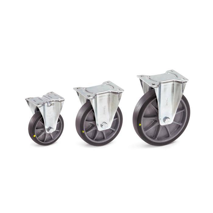 Bockrolle - Gehäuse Stahlblech verzinkt - TPE-ESD-Bereifung - Reifen nicht kreidend - Radgröße 125 x 32 mm - Bauhöhe 165 mm - Tragkraft 100 kg
