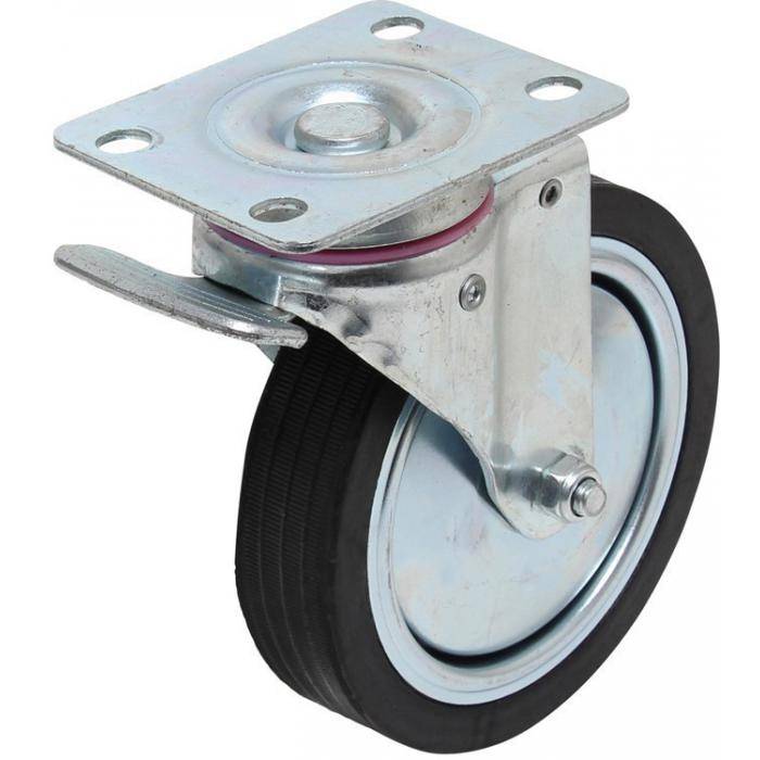 Lenkrolle - für Werkstattwagen - Plattenfeststeller - Rad-Ø 128 mm - Bauhöhe 155 mm