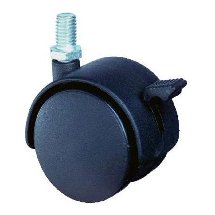 Lenkrolle - Kunststoff - mit Feststeller - Rad-Ø 50 mm - Bauhöhe 60 mm - Tragkraft 40 kg - Gewindestift M 10 x 15