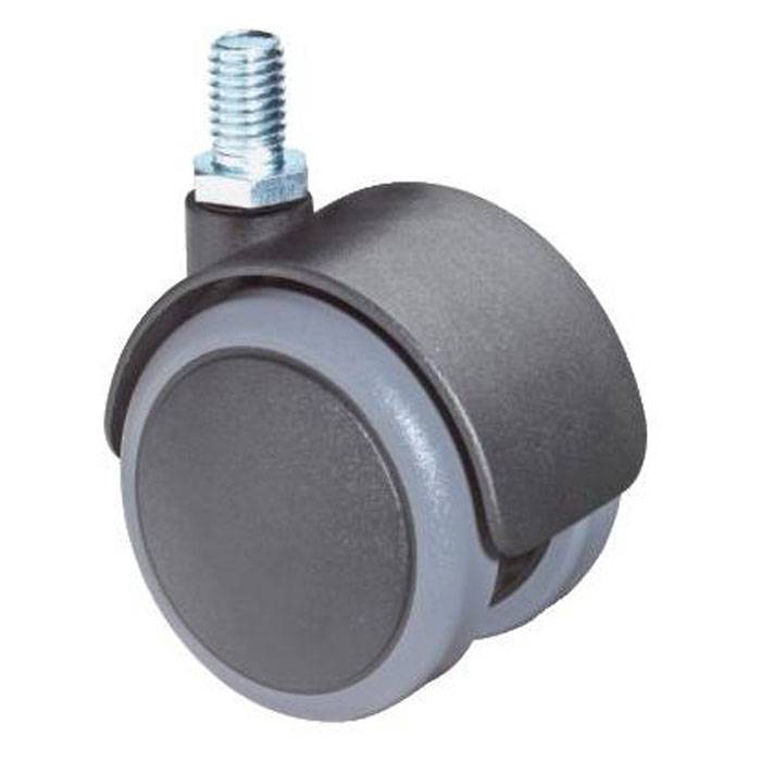 Möbel-Lenkrolle - Kunststoff - mit Gewindestift - Rad-Ø 50 mm - Bauhöhe 62 mm - Tragkraft 50 kg