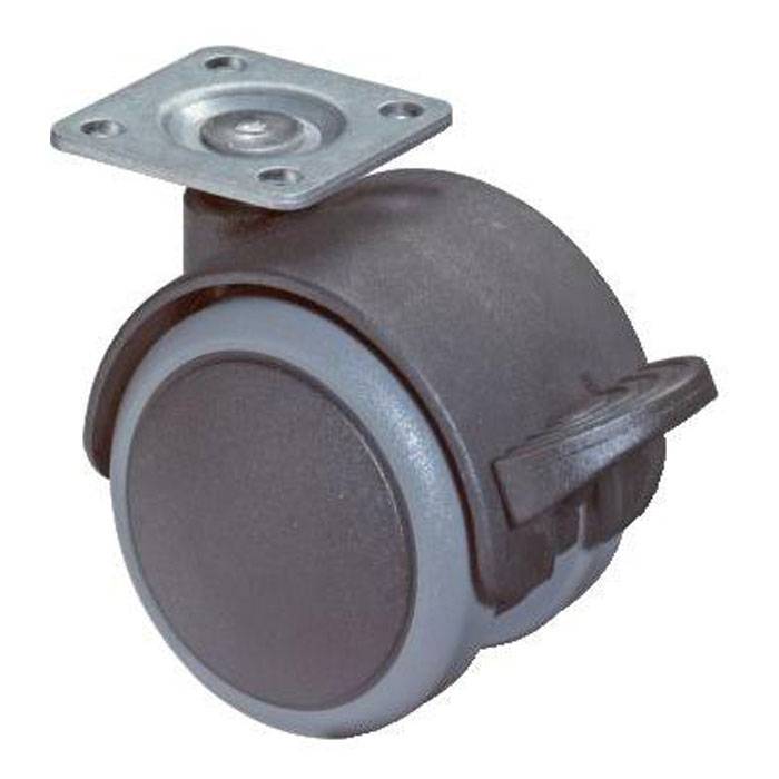 Möbelrolle - Kunststoff - mit Anschraubplatte - Rollen-Ø 50 mm - Bauhöhe 64 mm - Tragkraft 50 kg