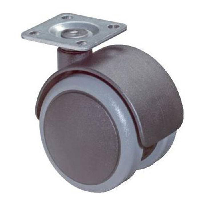 Möbel-Lenkrolle - Kunststoff - mit Anschraubplatte - Rad-Ø 50 mm - Bauhöhe 64 mm - Tragkraft 50 kg