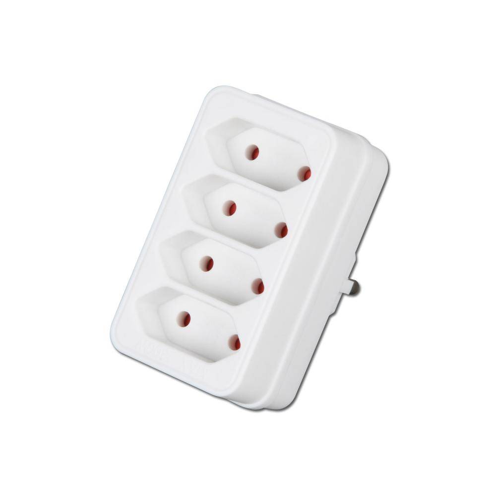 Adapterstecker Euro 4 - 4 Steckdosen - weiß